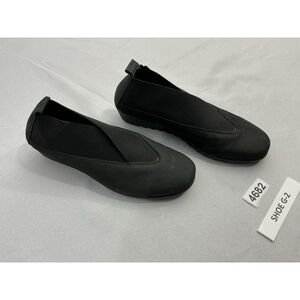 Womans Flex Slip On Comfort Shoe 7.5 Black Elastic Crossover Wedge